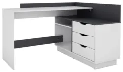 Eckschreibtisch Belfast Schwarz/Wei&szlig; ca. 129x105x84cm