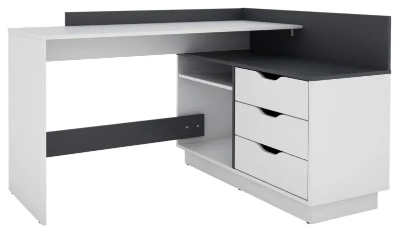 Eckschreibtisch Belfast Schwarz/Wei&szlig; ca. 129x105x84cm