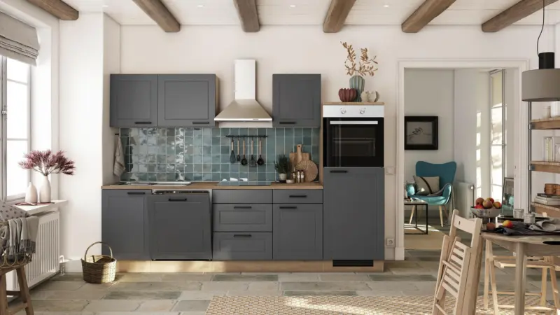 K&uuml;chenblock Romeo Anthrazit/Eichefarben