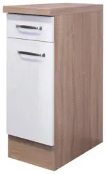 K&uuml;chenunterschrank Wei&szlig; Hochglanz/Eiche