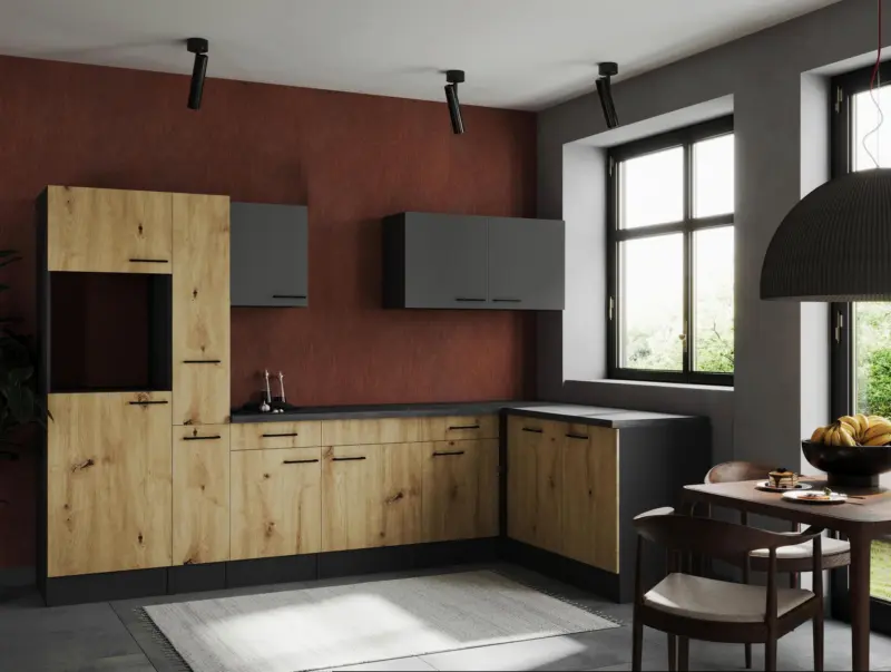 Eckk&uuml;che Oliver o. Ger&auml;te ca. 310x172cm Grau/Eichefarben