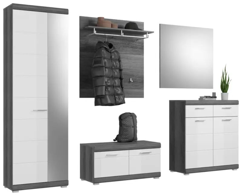 Garderobe Scout 5-tlg. ca. 272x197 cm Wei&szlig;/Grau