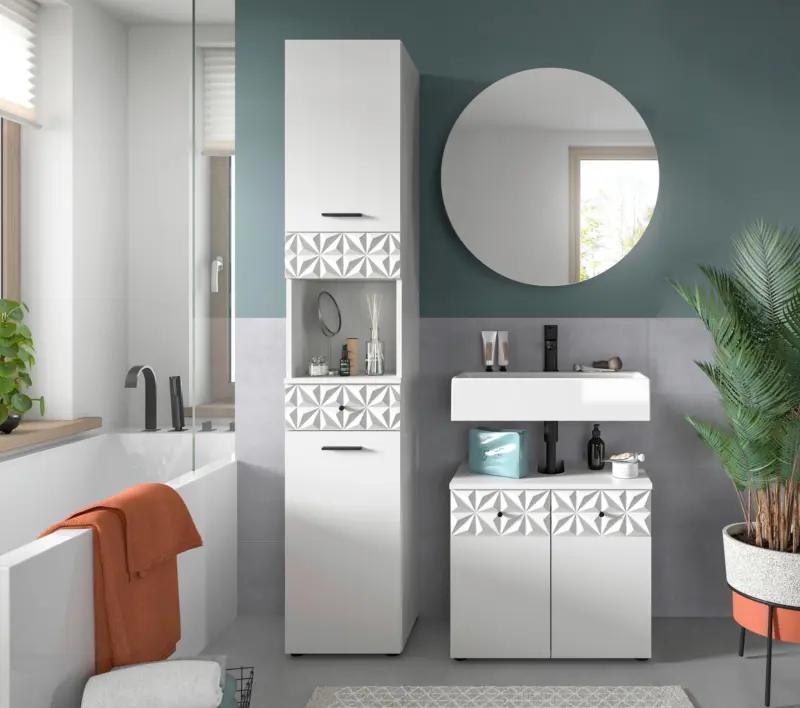 Badezimmer Prisam 3-tlg. ca. 95 cm Wei&szlig;