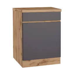 K&uuml;chenunterschrank Turin ca. 60x86 cm Grau/Wotan Eiche