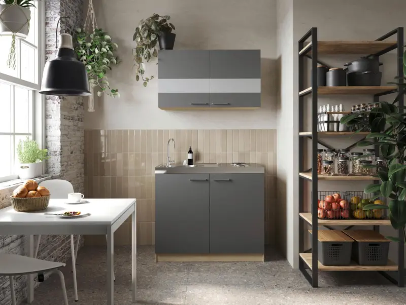 Minik&uuml;che Merle B: ca. 100cm Grau/Eiche