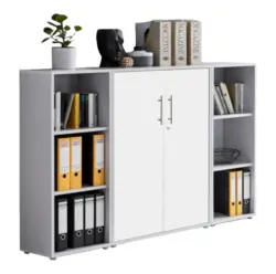 Aktenschrank Office Edition Sw Set 2 niedrig Grau/Wei&szlig;