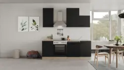 K&uuml;chenblock Capri Schwarz/Eichefarben