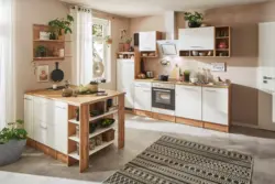 K&uuml;chenblock Hilde m. Insel m. Ger&auml;ten ca.280cm Wei&szlig;/Eiche