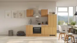 K&uuml;chenblock Nano mit Ger&auml;ten ca. 220 cm Buchefarben