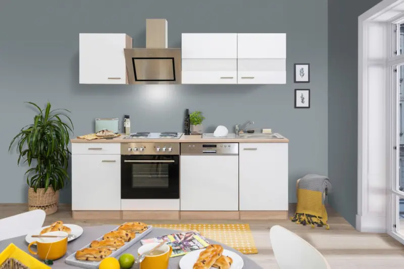 K&uuml;chenblock Merle mit Ger&auml;ten ca. 220 cm Wei&szlig;