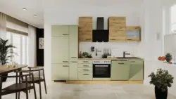 K&uuml;chenblock Cara mit Ger&auml;ten ca. 310 cm Gr&uuml;n/Eiche