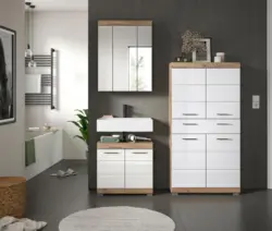 Badezimmer Wave 3-tlg. ca. 134 cm Eiche/Wei&szlig;