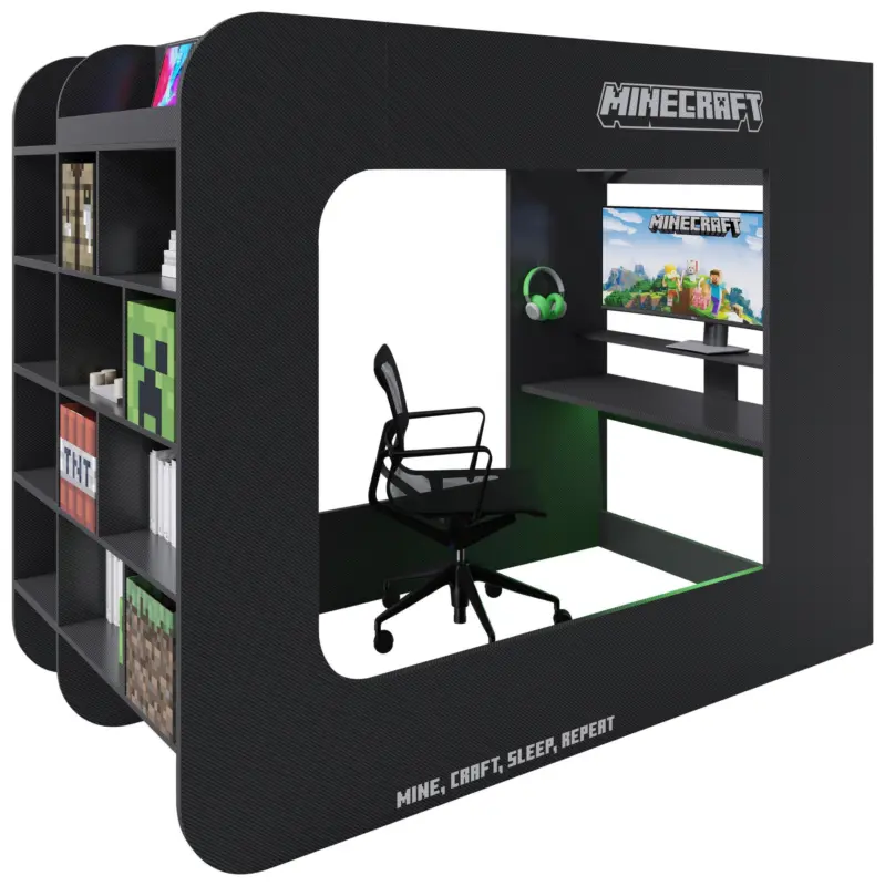 Hochbett Minecraft ca. 120x200 cm Schwarz