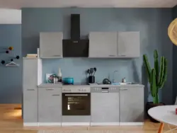 K&uuml;chenblock Malia m. Ger&auml;ten Grau/Wei&szlig;