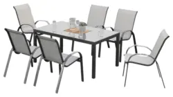 Gartenset Amalfi 7-tlg. Aluminium Silber/Schwarz