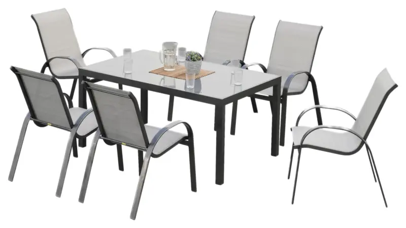 Gartenset Amalfi 7-tlg. Aluminium Silber/Schwarz