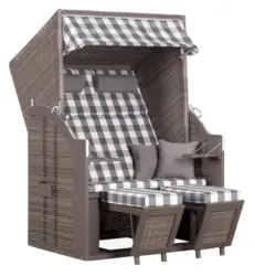Strandkorb ca. 120x160x80 cm Grau/Karo