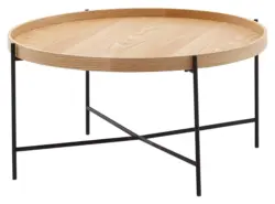 Couchtisch rund Holzdekor Braun/Schwarz