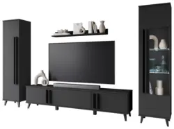 Wohnwand Helsinki Schwarz ca. 260x159,5x33cm