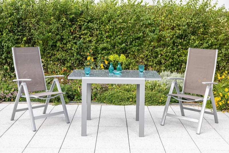Gartenklappsessel 2er-Set Taupe verstellbar
