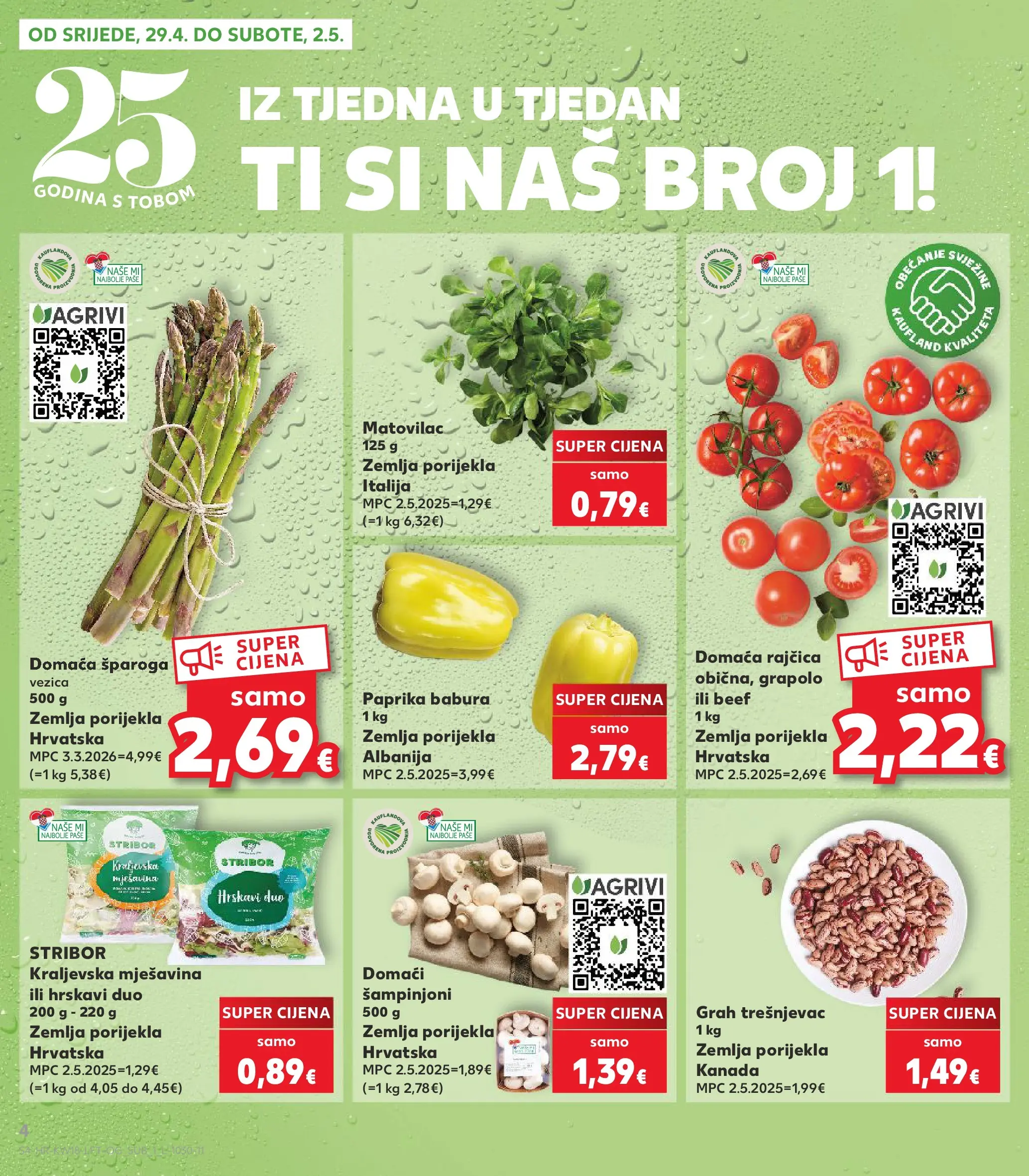 Kaufland - Kaufland katalog do 05.05.2026 novi od 28.04.2026 na listanje > letak digitalni | Stranica: 4 | Proizvodi: Grah, Paprika, Šampinjoni, Rajčica