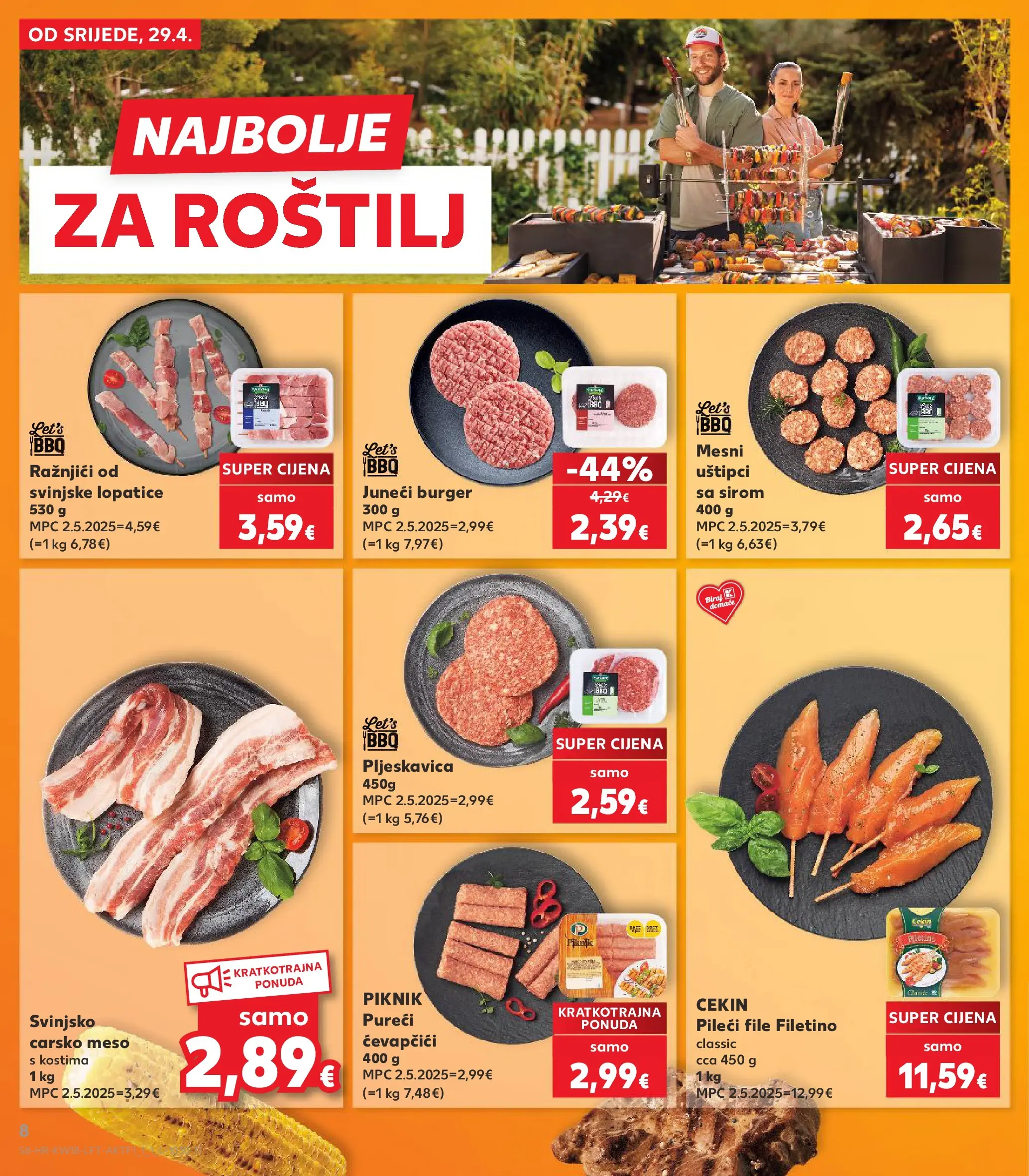 Kaufland - Kaufland katalog do 05.05.2026 novi od 28.04.2026 na listanje > letak digitalni | Stranica: 8 | Proizvodi: Roštilj, Carsko meso, Pileći file, Meso