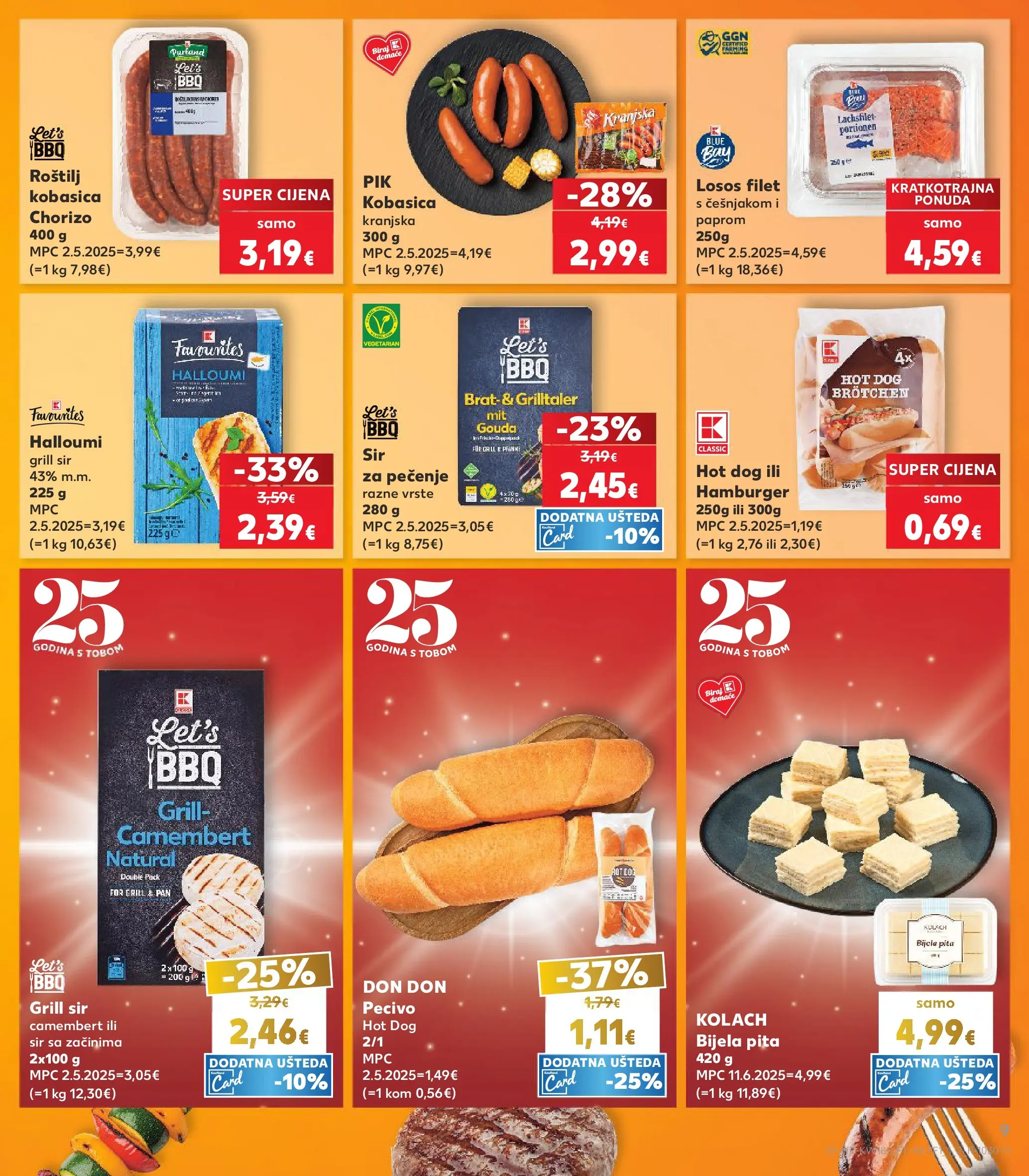 Kaufland - Kaufland katalog do 05.05.2026 novi od 28.04.2026 na listanje > letak digitalni | Stranica: 9 | Proizvodi: Sir, Losos, Pan, Hamburger