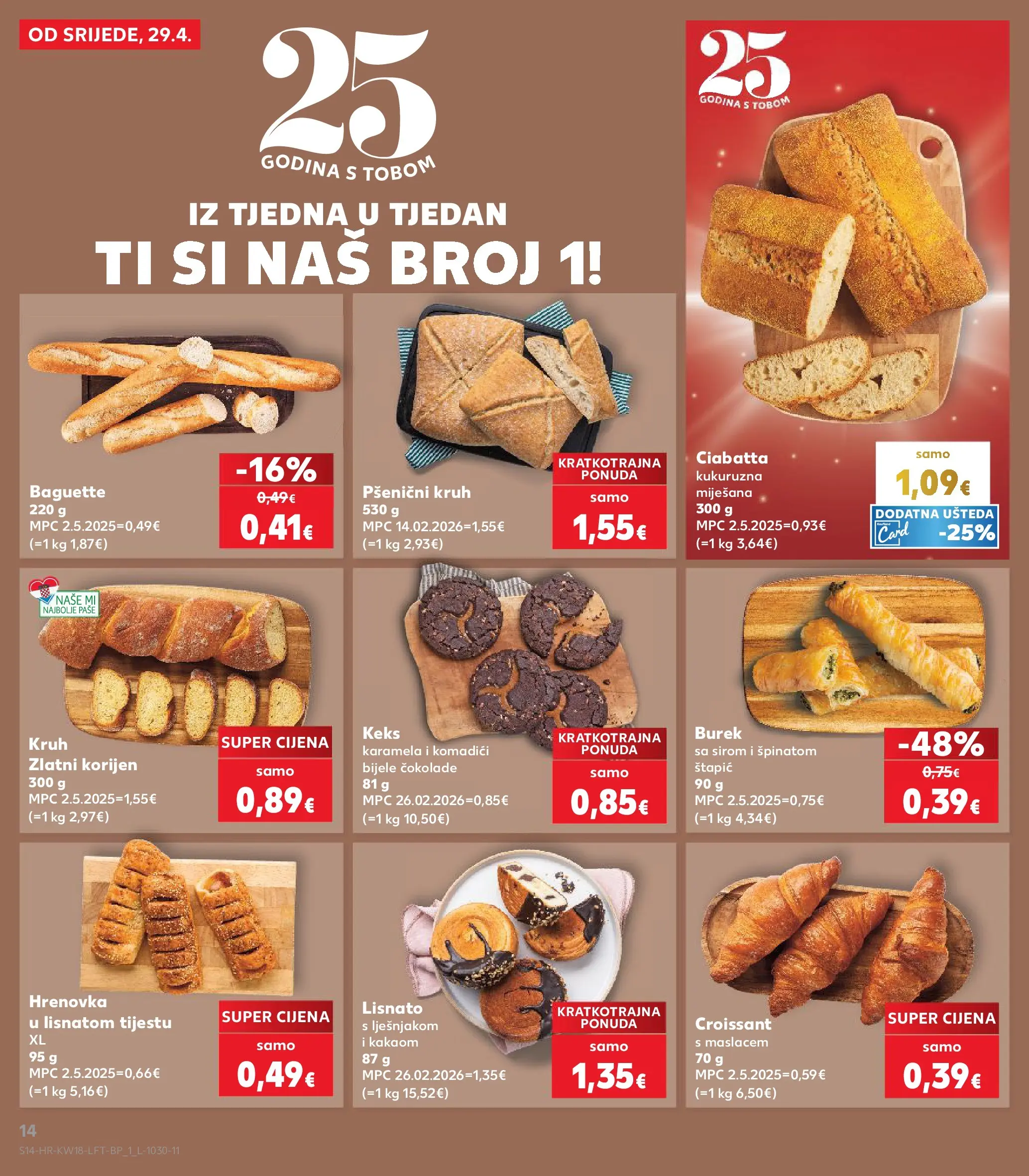 Kaufland - Kaufland katalog do 05.05.2026 novi od 28.04.2026 na listanje > letak digitalni | Stranica: 14 | Proizvodi: Kruh, Keks, Burek, Karamela