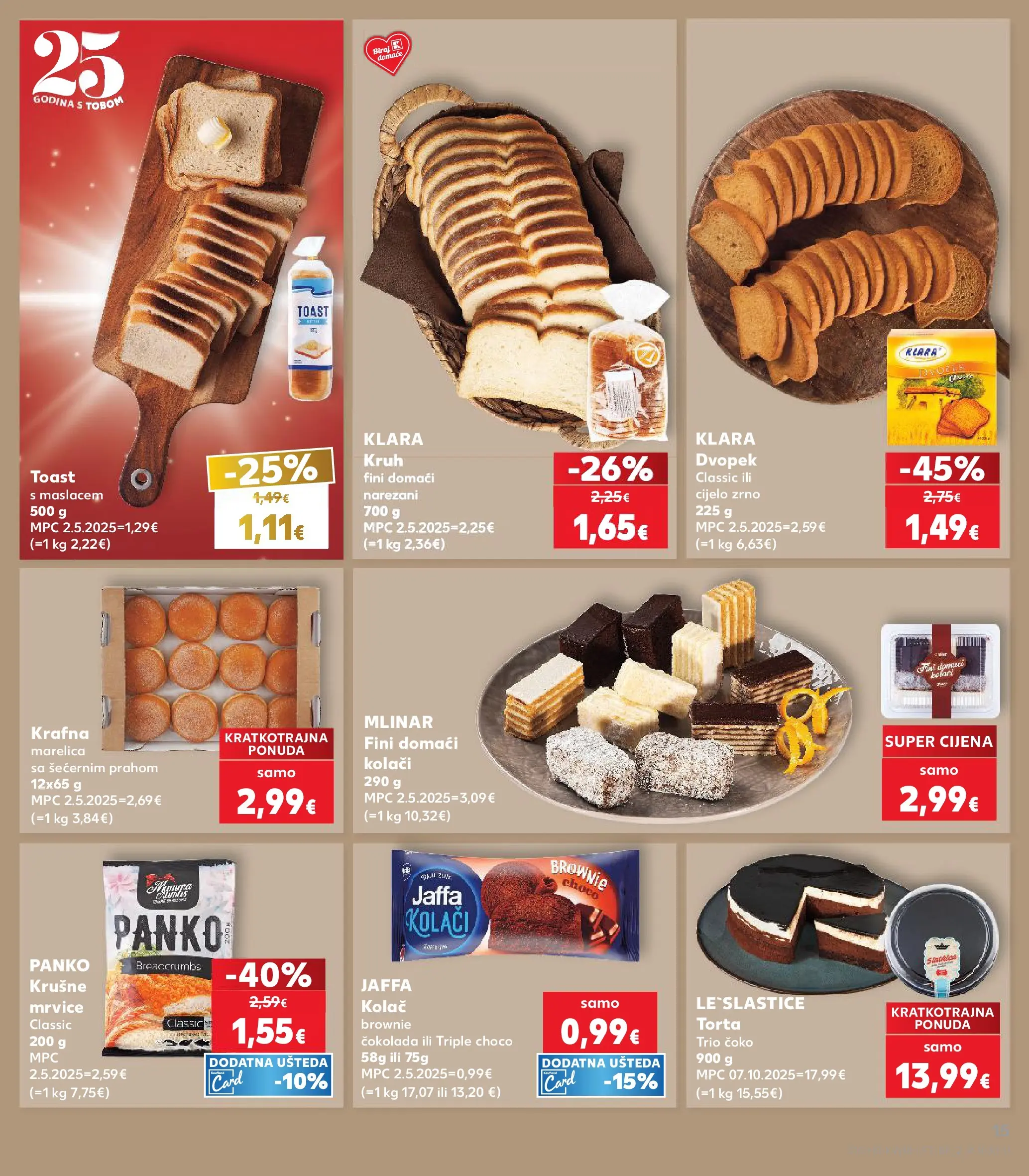Kaufland - Kaufland katalog do 05.05.2026 novi od 28.04.2026 na listanje > letak digitalni | Stranica: 15 | Proizvodi: Krušne mrvice, Kruh, Dvopek, Torta
