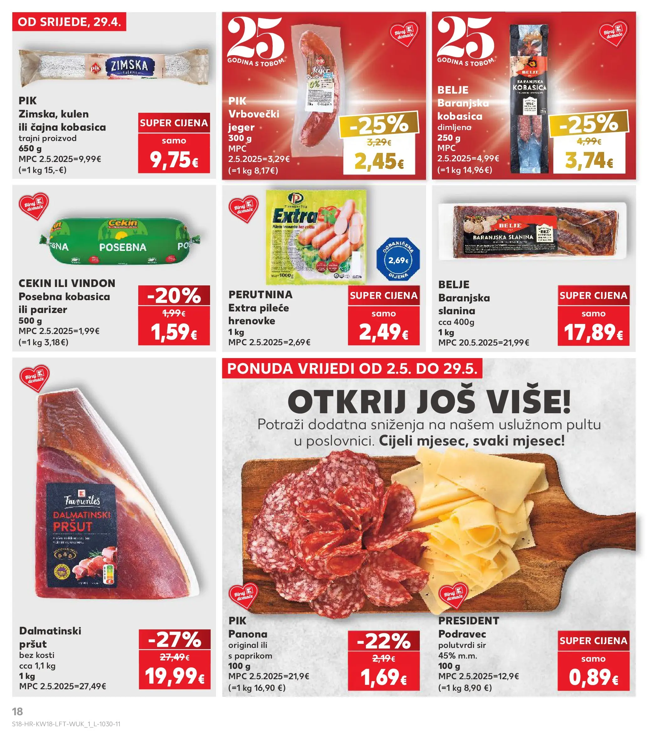 Kaufland - Kaufland katalog do 05.05.2026 novi od 28.04.2026 na listanje > letak digitalni | Stranica: 18 | Proizvodi: Hrenovke, Pršut, Slanina, Parizer