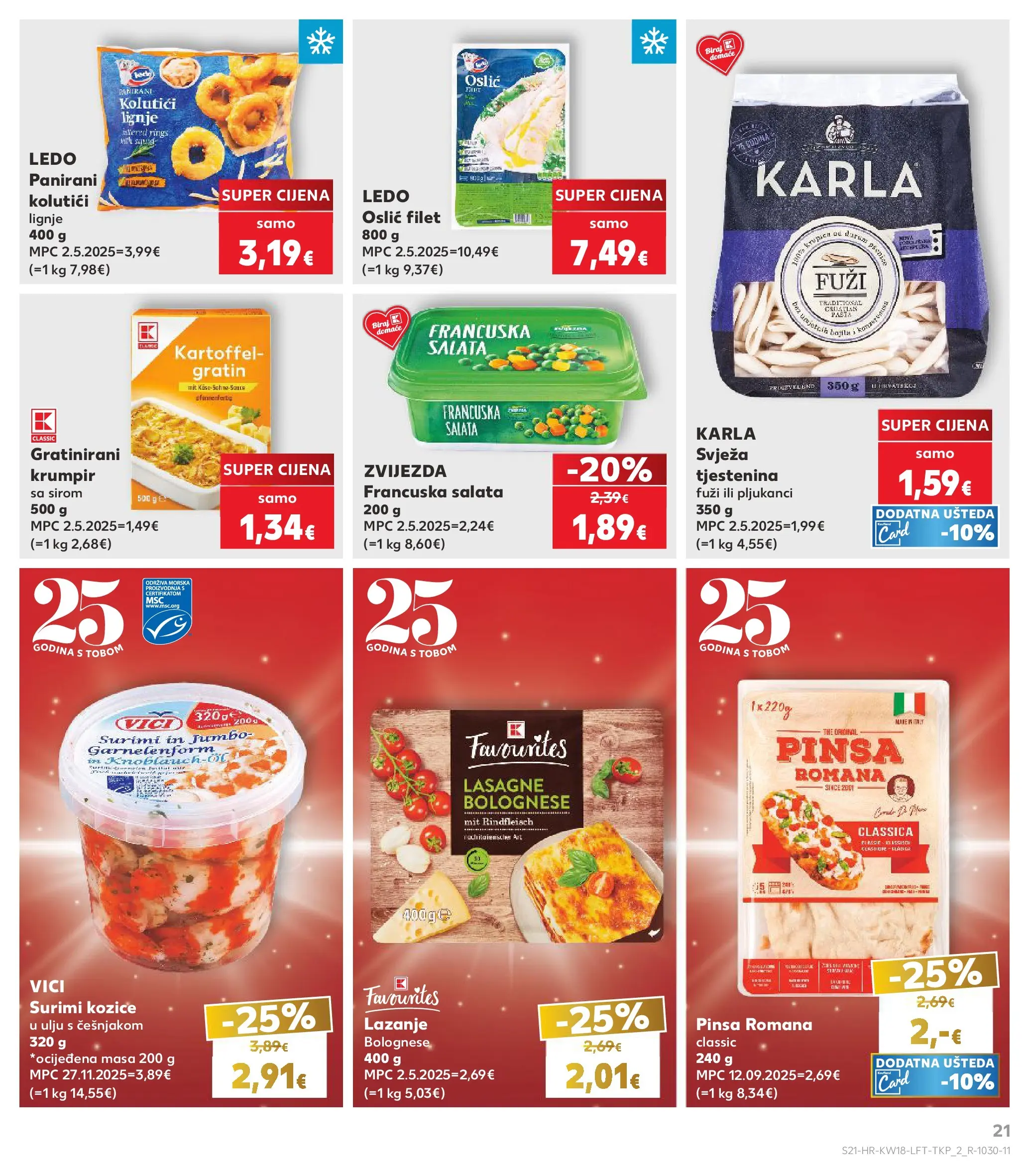 Kaufland - Kaufland katalog do 05.05.2026 novi od 28.04.2026 na listanje > letak digitalni | Stranica: 21 | Proizvodi: Lasagne, Ledo, Oslić, Kozice