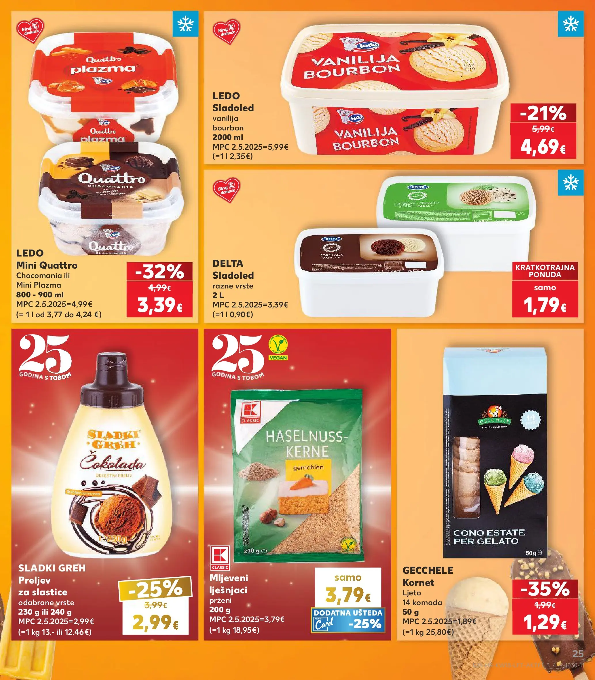 Kaufland - Kaufland katalog do 05.05.2026 novi od 28.04.2026 na listanje > letak digitalni | Stranica: 25 | Proizvodi: Čokolada, Ledo, Sladoled, Kornet