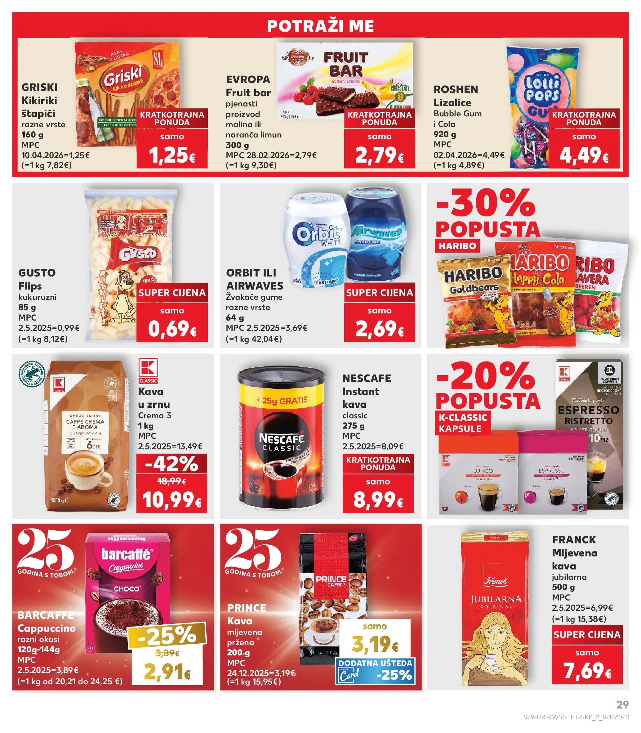 Kaufland - Kaufland katalog do 05.05.2026 novi od 28.04.2026 na listanje > letak digitalni | Stranica: 29 | Proizvodi: Mljevena kava, Kava u zrnu, Barcaffe, Štapići