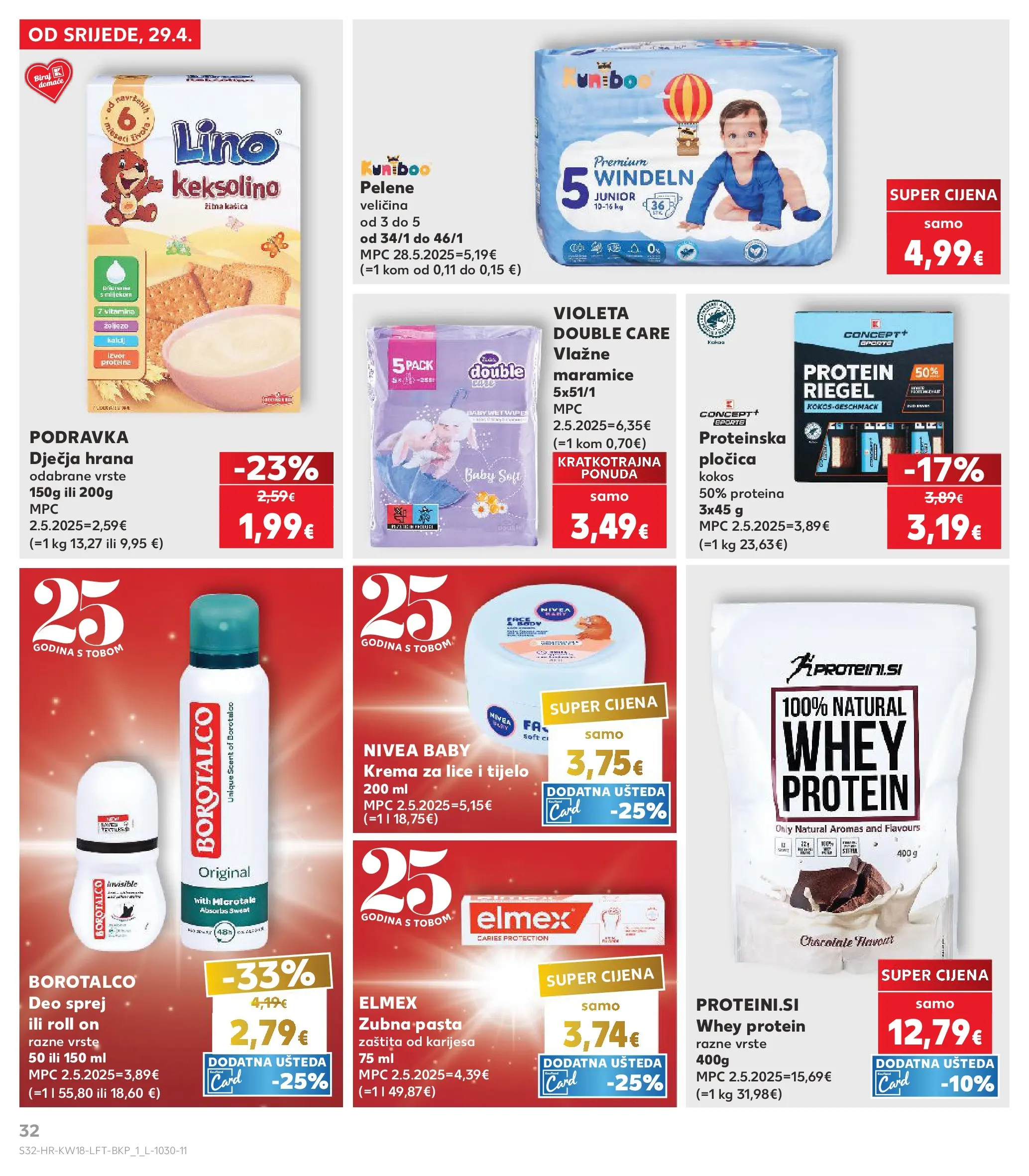 Kaufland - Kaufland katalog do 05.05.2026 novi od 28.04.2026 na listanje > letak digitalni | Stranica: 32 | Proizvodi: Dječja hrana, Pasta, Nivea, Borotalco