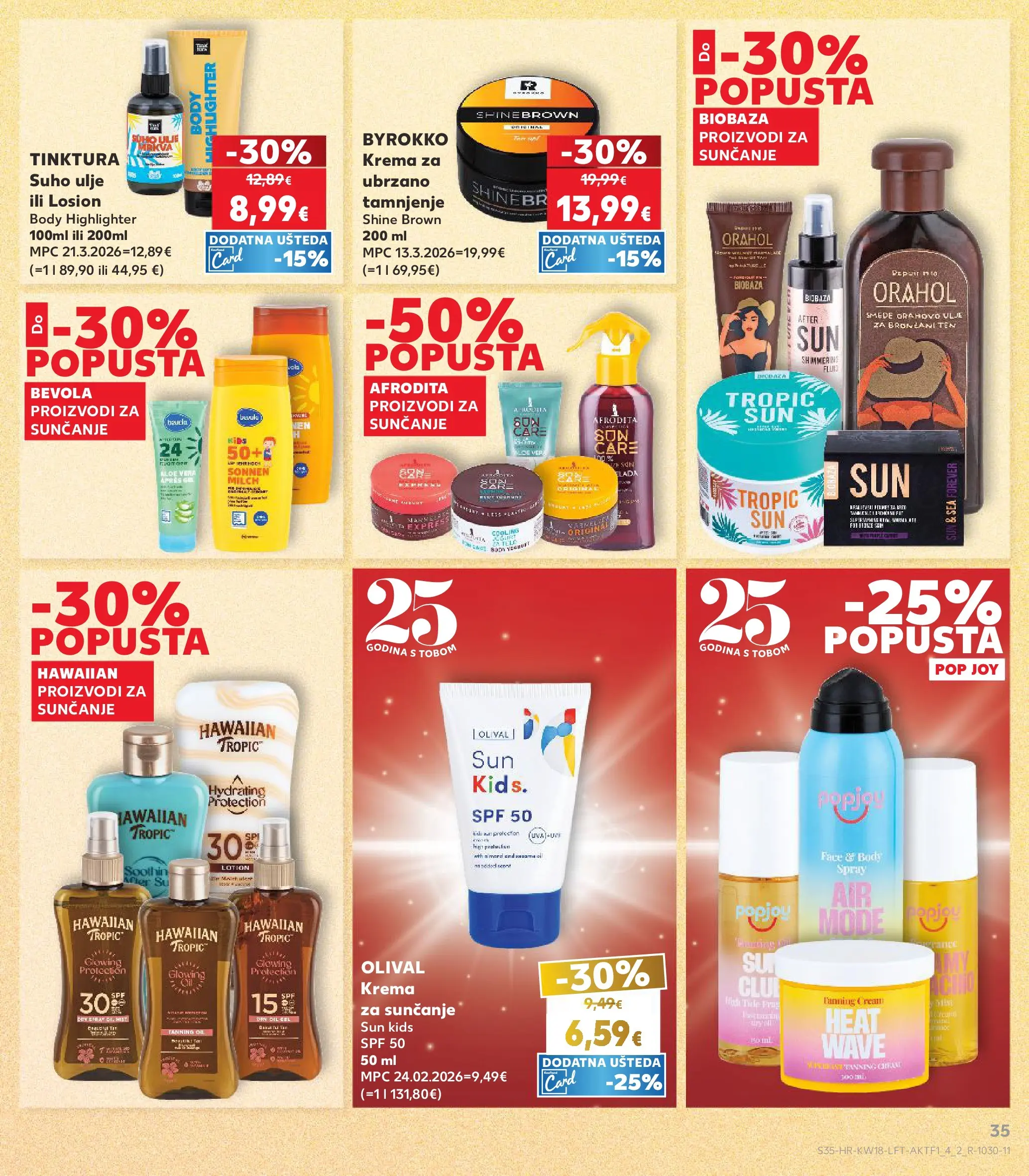 Kaufland - Kaufland katalog do 05.05.2026 novi od 28.04.2026 na listanje > letak digitalni | Stranica: 35 | Proizvodi: Ulje, Krema za sunčanje, Krema