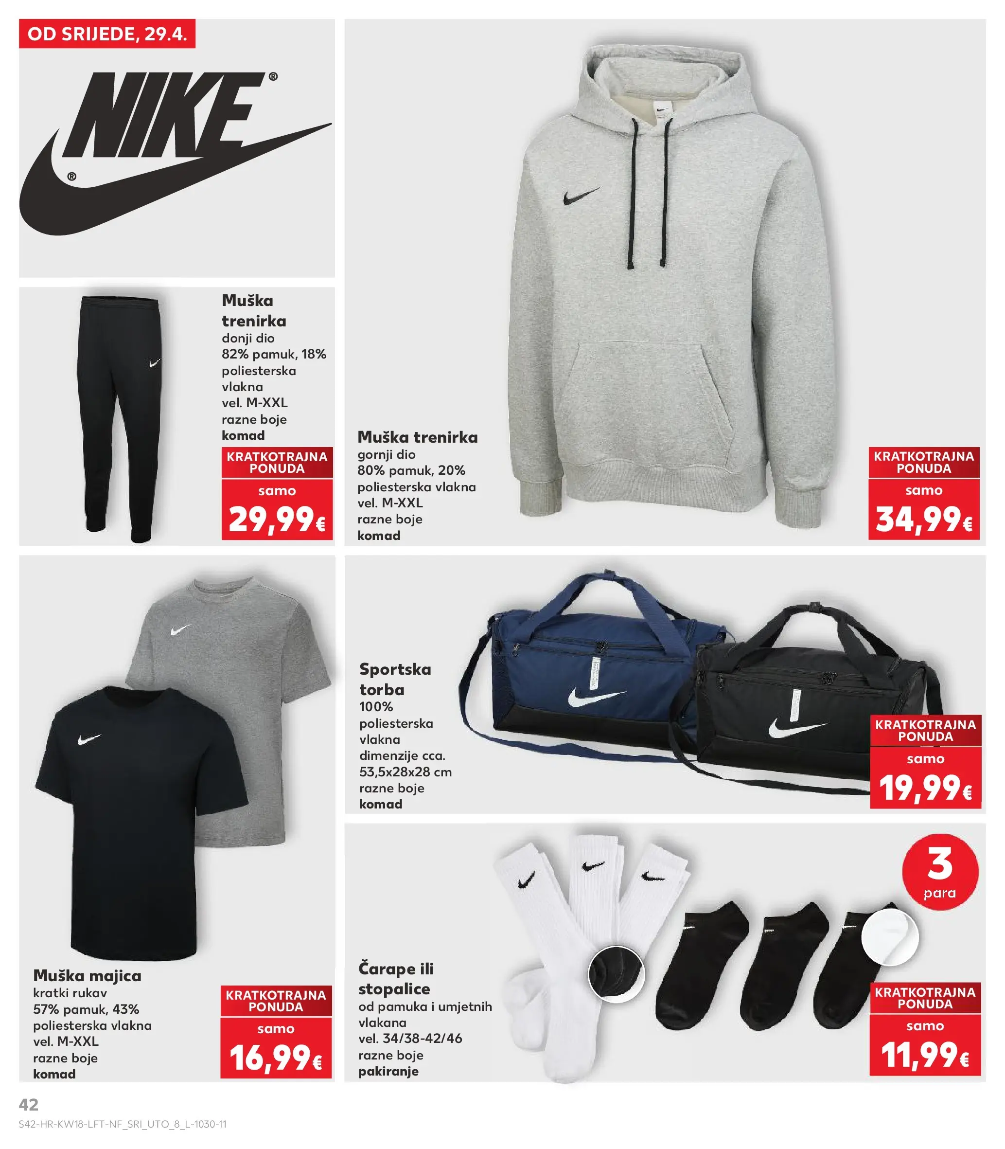 Kaufland - Kaufland katalog do 05.05.2026 novi od 28.04.2026 na listanje > letak digitalni | Stranica: 42 | Proizvodi: Majica, Čarape, Torba, Trenirka