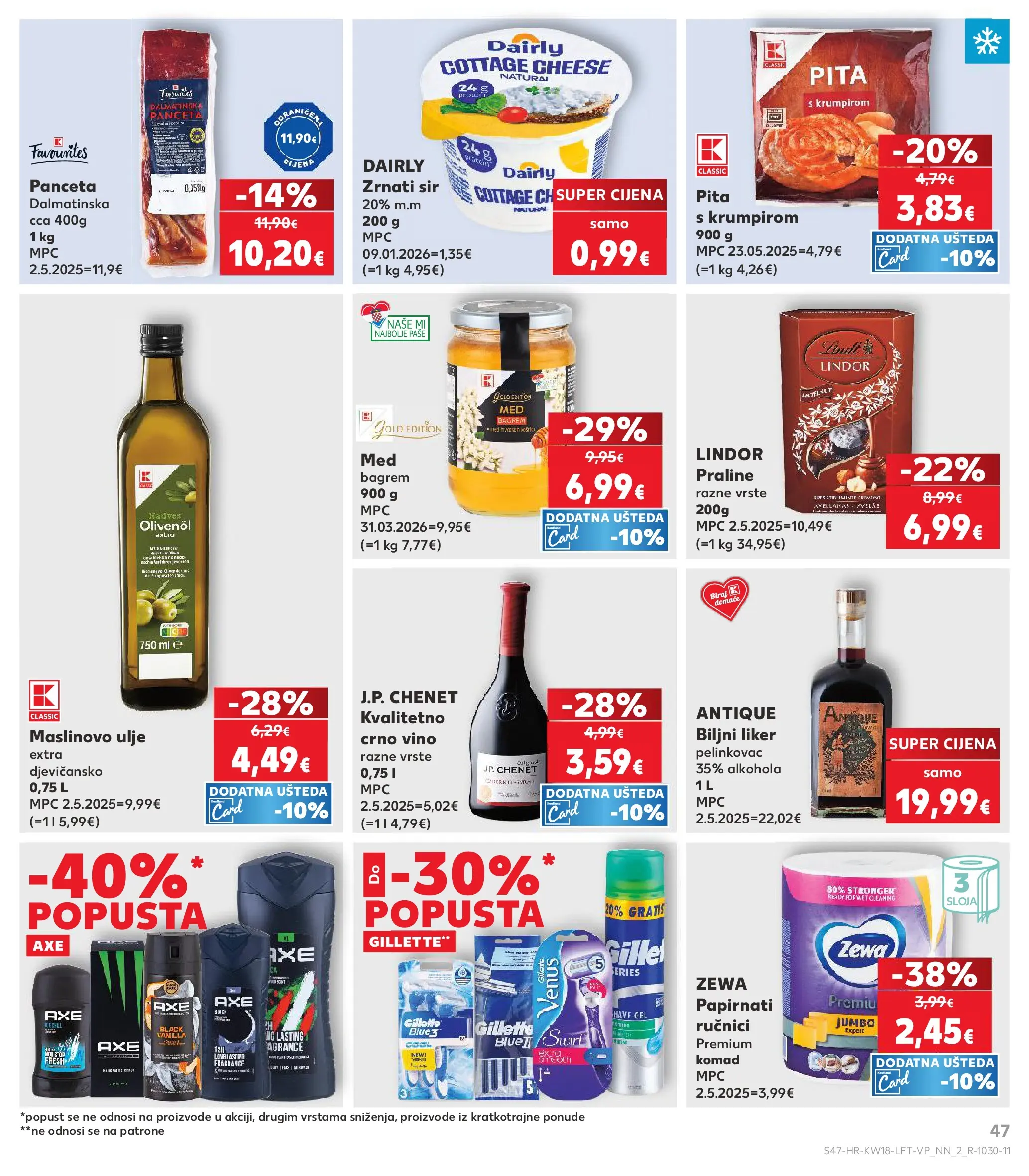 Kaufland - Kaufland katalog do 05.05.2026 novi od 28.04.2026 na listanje > letak digitalni | Stranica: 47 | Proizvodi: Praline, Vino, Maslinovo ulje, Crno vino