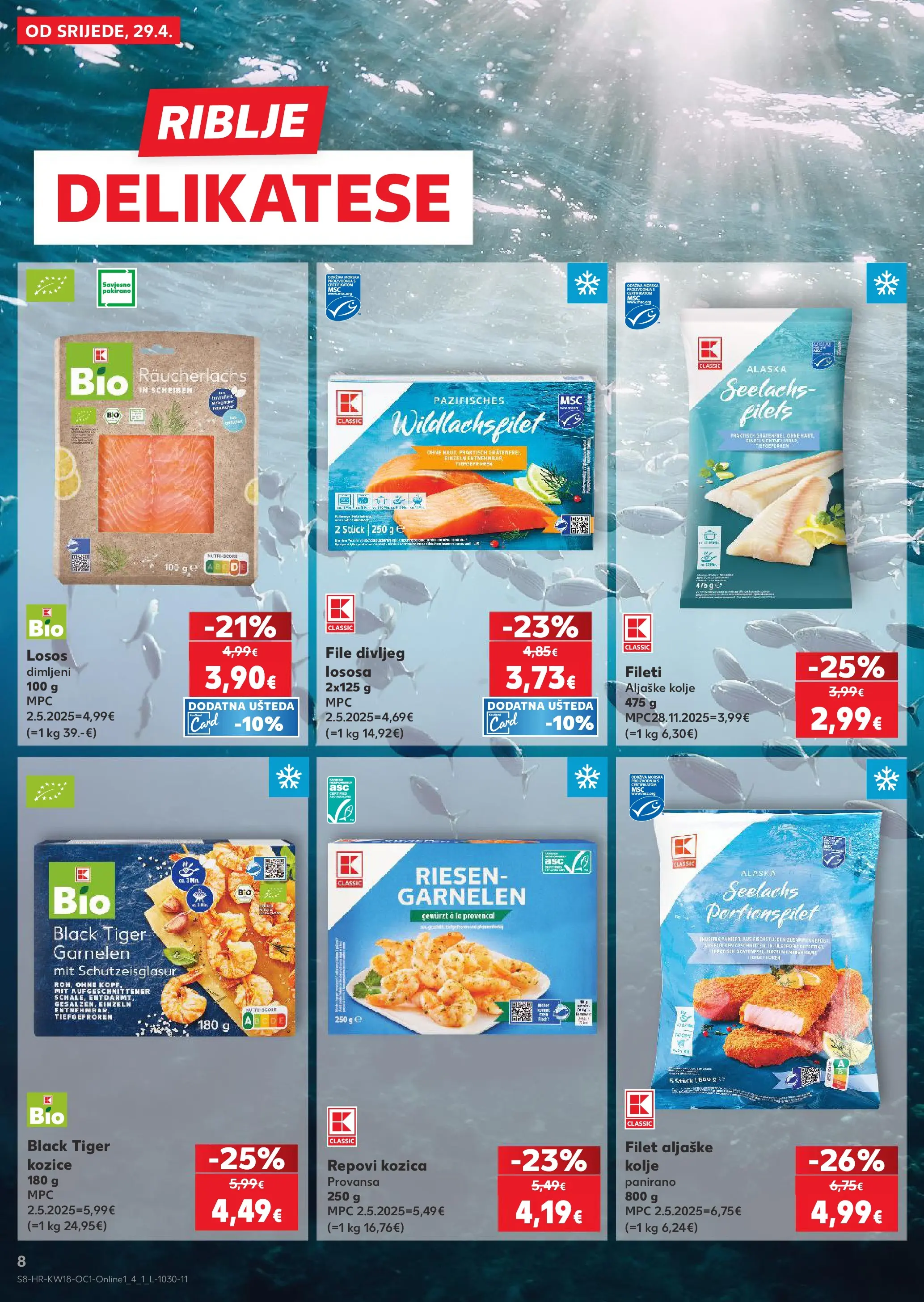Kaufland - Kaufland katalog do 05.05.2026 novi od 28.04.2026 na listanje > letak digitalni | Stranica: 8 | Proizvodi: Losos, Kozice