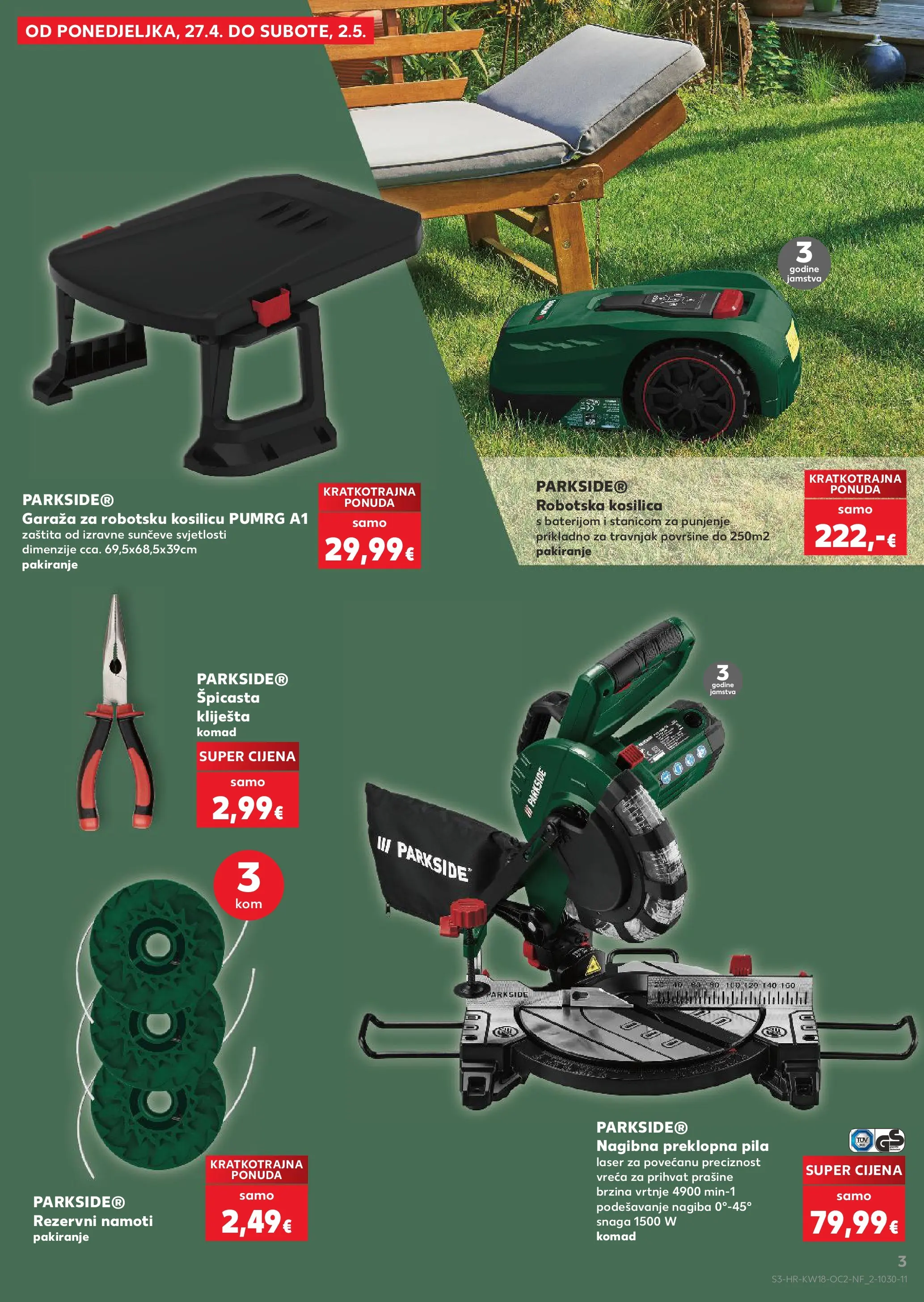 Kaufland - Kaufland katalog do 05.05.2026 novi od 28.04.2026 na listanje > letak digitalni | Stranica: 3 | Proizvodi: Kosilica, Kliješta, Pila, Parkside