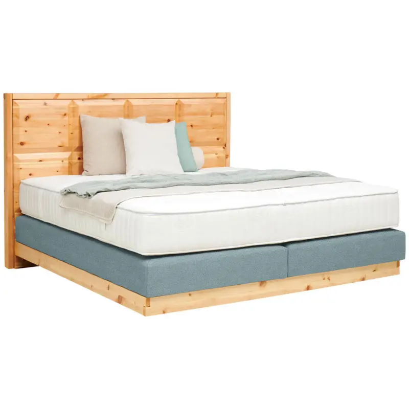 Boxspringbett 180/200 cm in Blau, Zirbelkieferfarben