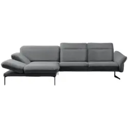 Ecksofa in Webstoff Hellgrau 203/299 cm