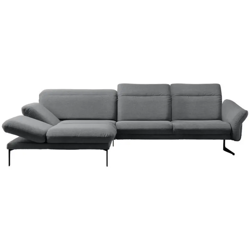 Ecksofa in Webstoff Hellgrau 203/299 cm