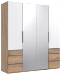 Dreht&uuml;renschrank Level 36A mit Spiegel ca. 200 cm Wei&szlig;/Eiche