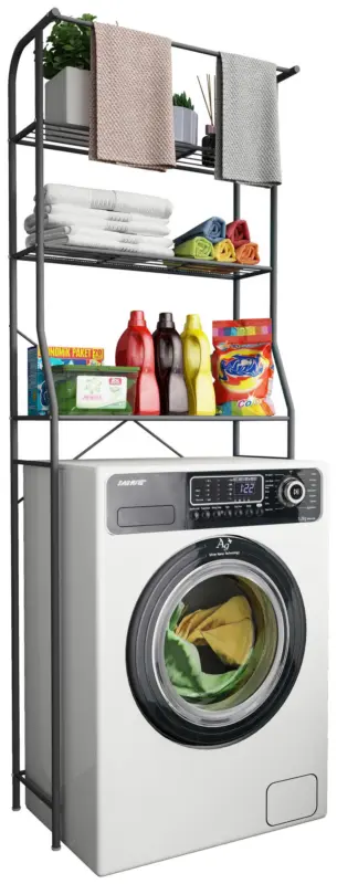 Waschmaschinenschrank TUBAS L Schwarz ca. 60x167x24cm