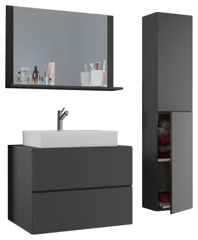 Badezimmer Lendas 4-tlg. ca. 114 cm Anthrazit