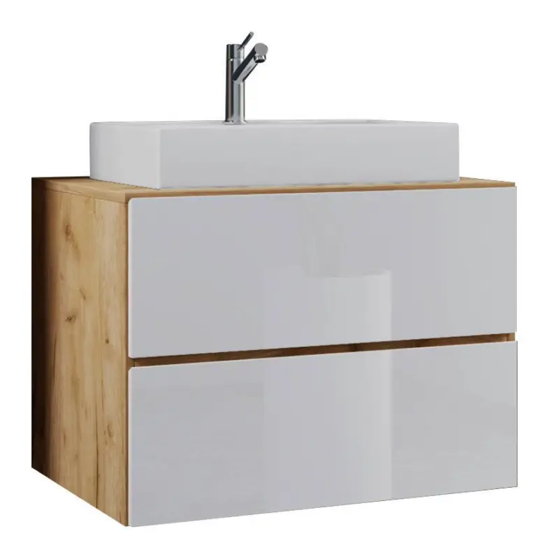 Waschtischkombi Lendas 2-tlg. ca. 60 cm Wei&szlig;/Honigeiche