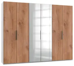 Dreht&uuml;renschrank Level 36A mit Spiegel ca. 300 cm Eiche/Wei&szlig;