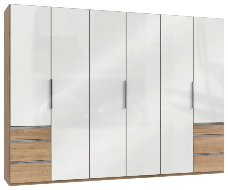 Dreht&uuml;renschrank Level 36D mit Laden ca. 300 cm Wei&szlig;/Eiche