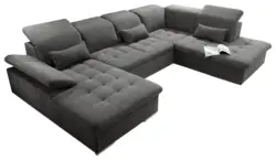 Wohnlandschaft Wayne U inkl. Kissen Dunkelgrau