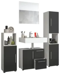 Badezimmer Flandu ca. 120 cm Wei&szlig;/Schwarz